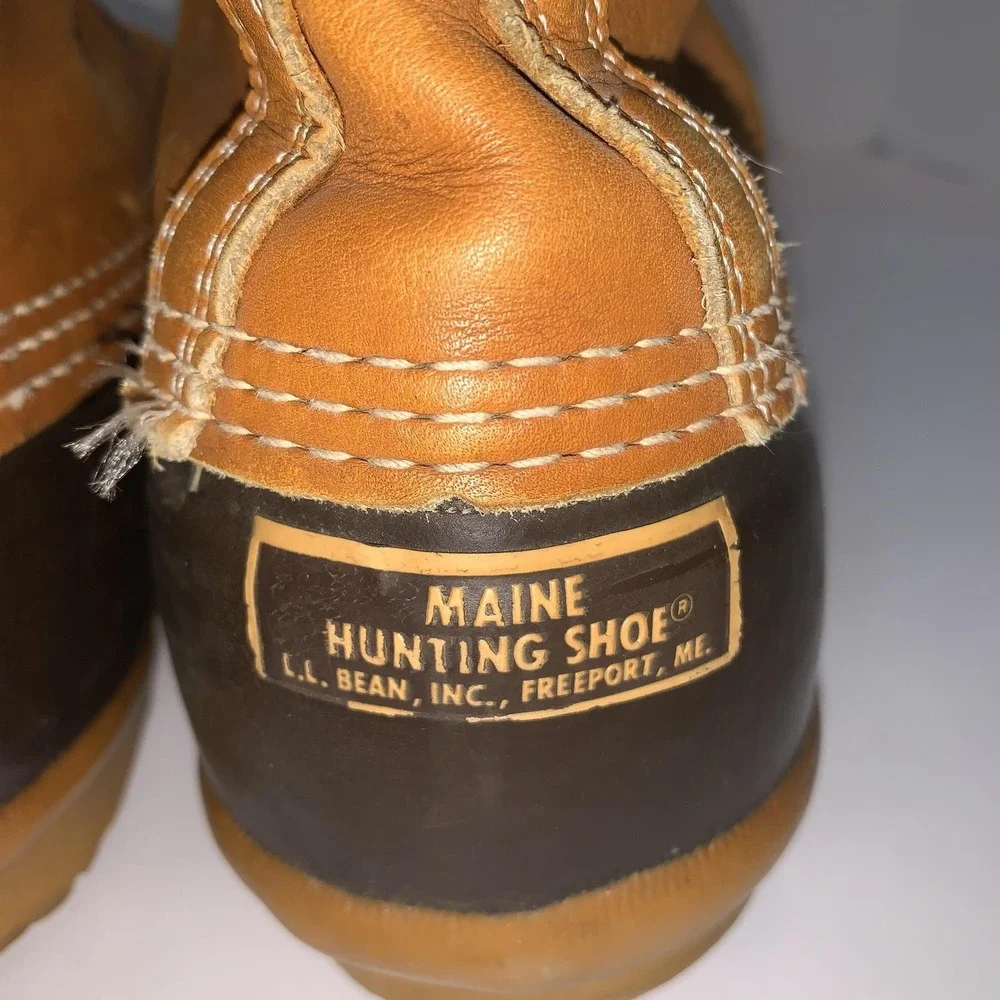 L.L. Bean Maine Hunting Boots Mens 12 Brown Leather Duck Waterproof USA